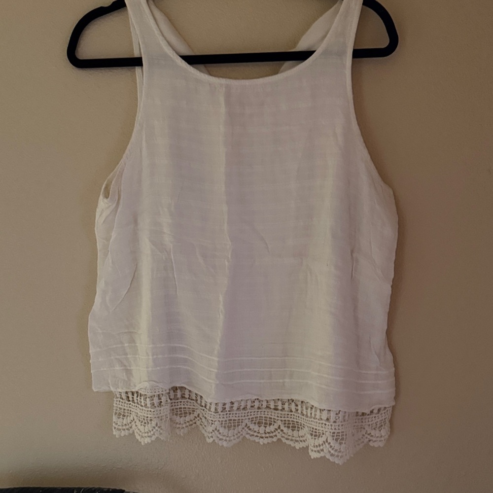 Xhilaration White Lace Trim Tank Top